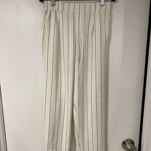 Bershka White Cream Vertical Stripe Pant | Size Small